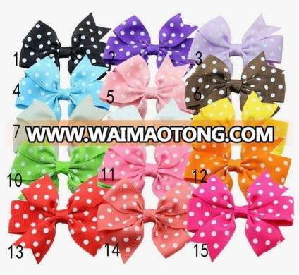 Fashion pre-made satin ribbon hair bow with clip