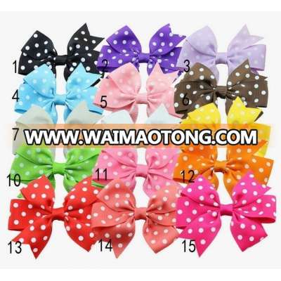 Fashion pre-made satin ribbon hair bow with clip