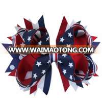 Patriotic Bow 4th of july America Hair Bow Flag printed bow