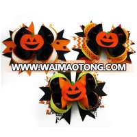 Handmade black Halloween pumpkin hair bow